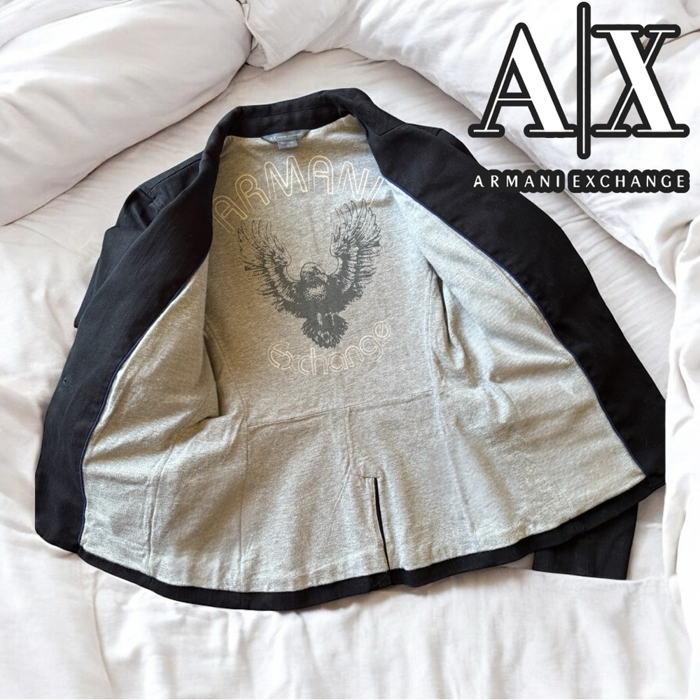 Gorgeous Armani Exchange Black Blazer, Tailored, One Button, Satin Back Collar - Picture 5 of 15